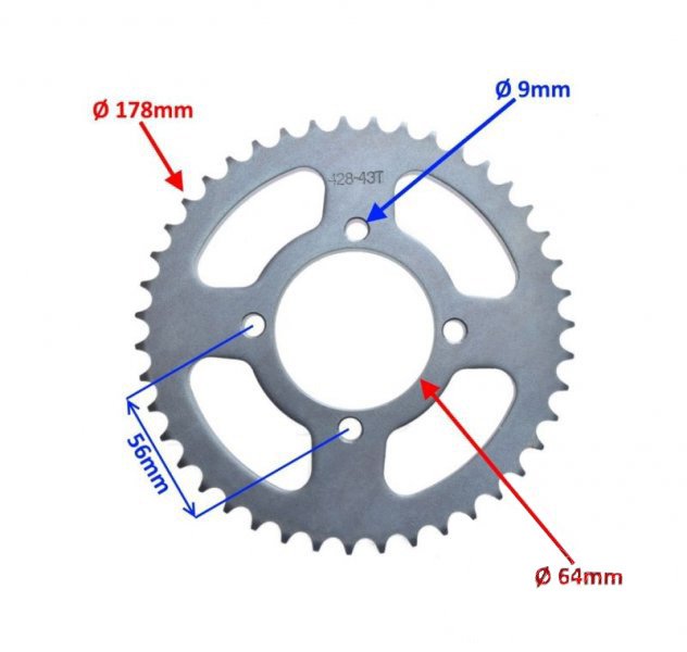 Zębatka tył 428h 43z yamaha ybr 125