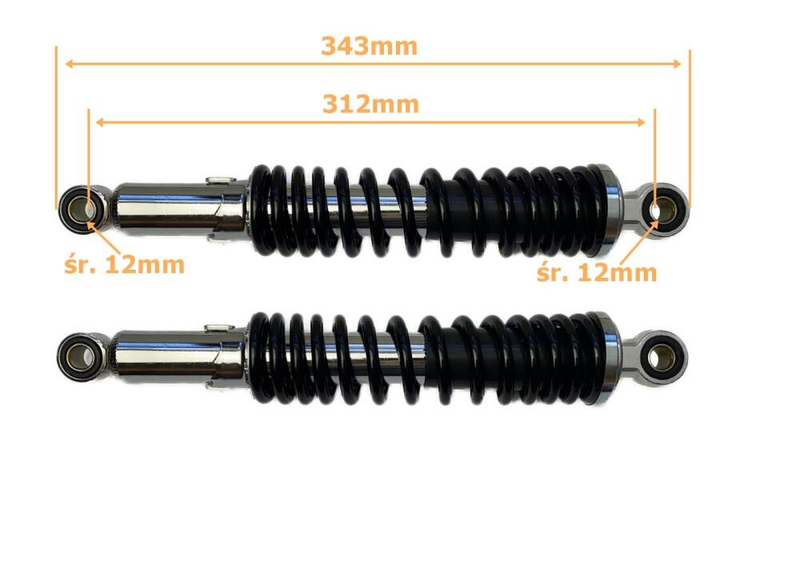 Amortyzatory tył Romet Zetka 343mm komplet