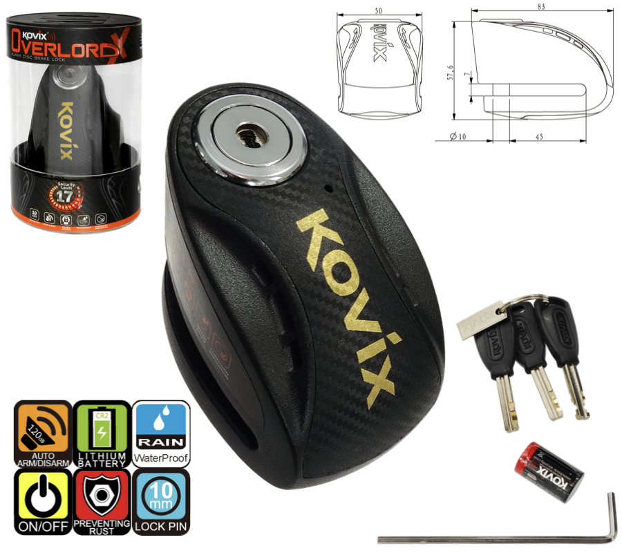 Blokada tarczy hamulcowej z alarmem KOVIX KNX10 czarna