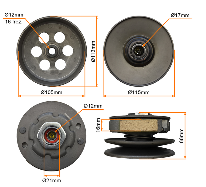 Sprzęgło tylne 2T typu Huzar II Hurricane Longjia [LJ50QT-ME9-2]