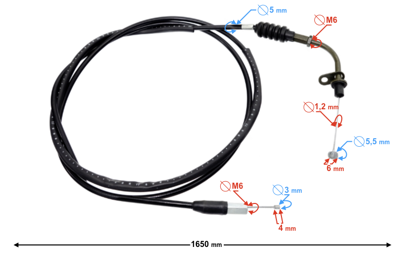 Linka gazu do skutera Firefox długość 156/165cm