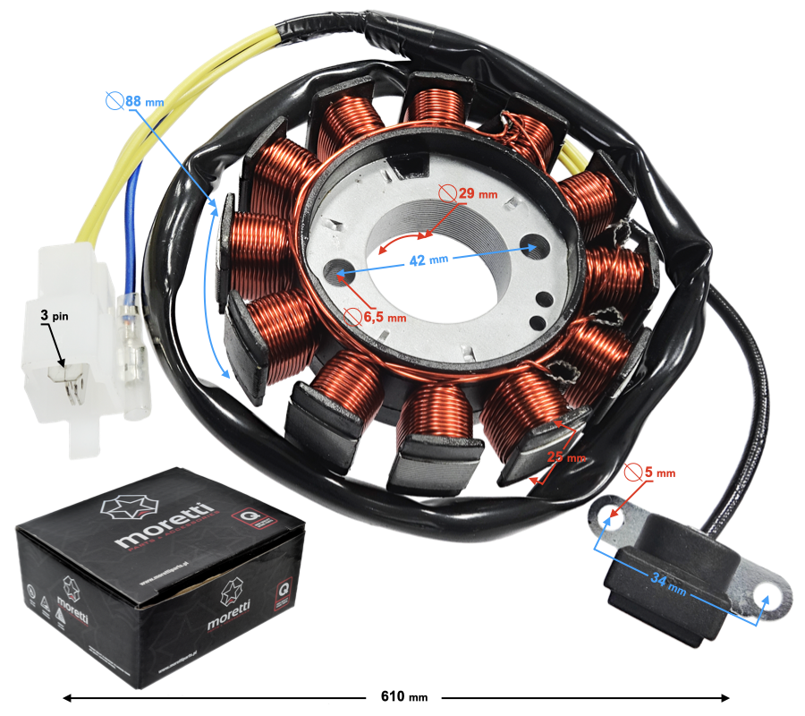 Iskrownik stator stojan skuter 4T 50cc 12-cewek E4