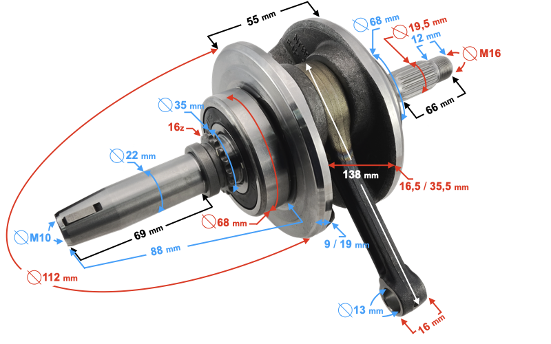 Wał korbowy do motocykla Barton Classic 125