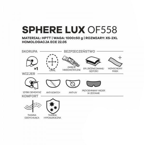 Kask otwarty LS2 OF558 SPHERE LUX MATT BLACK