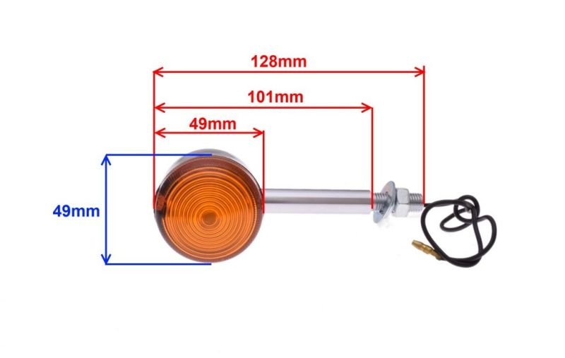 Kierunkowskaz chrom bullet długi wspornik metal chopper classic custom
