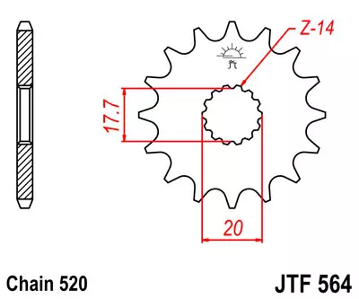 JT zębatka przód 14z 520 Yamaha YZ 125 87-04 KTM LC2 125 Gas Gas EC MC 125