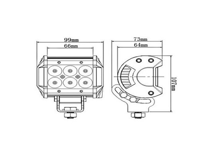 Lampa robocza halogen flood 6led 18w 1800lm 4x4