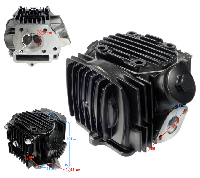 Głowica do silnika poziomego 110cc do motocykla z manulaną skrzynią biegów