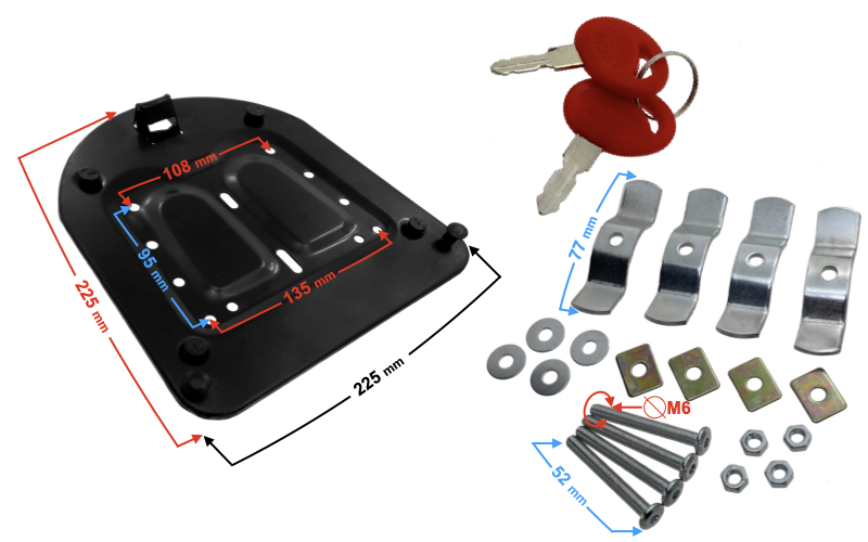 Kufer Motocyklowy wraz z płytą montażową model A07