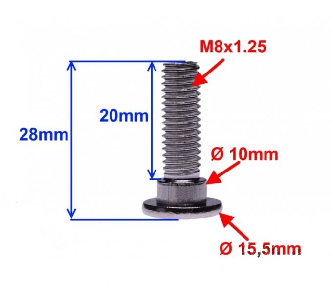 Śruba tarczy hamulcowej M8x1,25 skuter 4T GY6