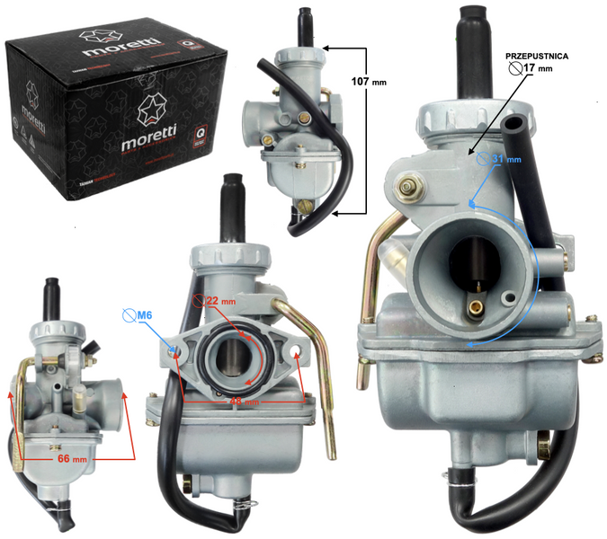 Silnik poziomy 110cc manual + gaźnik PZ22 motocykl motorower quad 4T