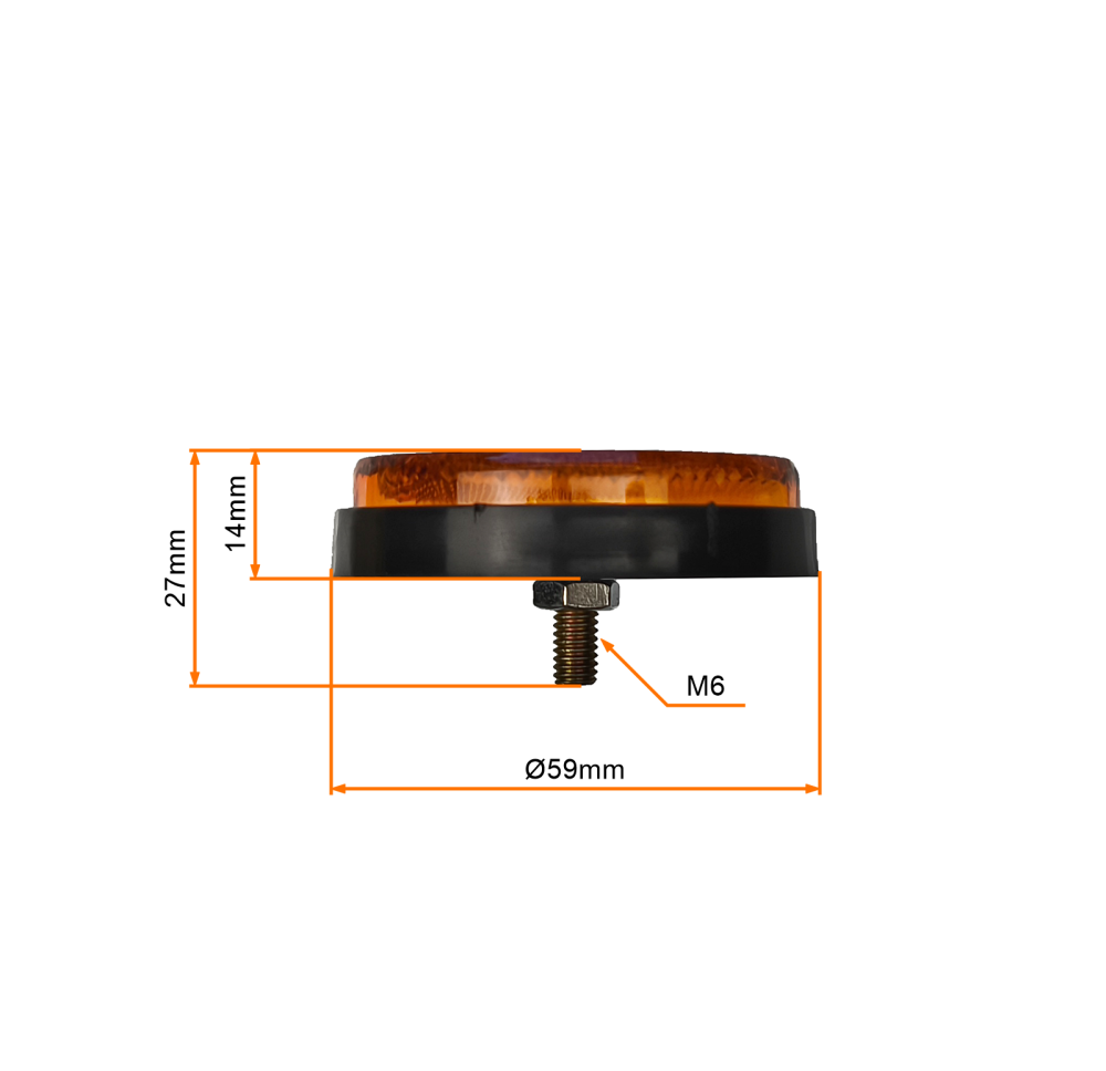 Odblask okrągły pomarańczowy homologacja M6 średnica 59mm