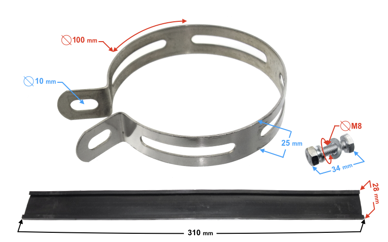 Obejma mocowanie opaska tłumika wydechu 100mm