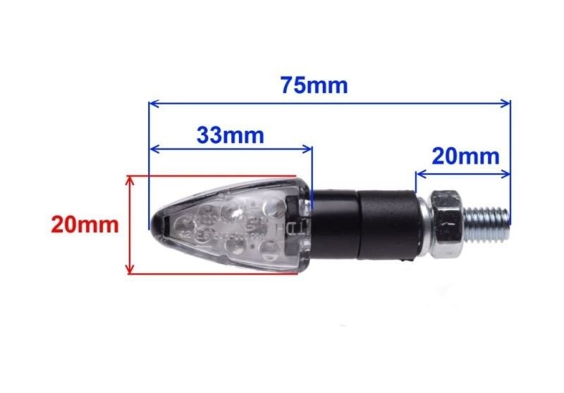 Kierunkowskaz mini czarny biały klosz led
