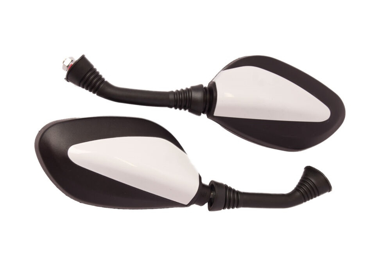 Lusterka motocyklowe czarno białe lakierowane gwint M8 lewy / prawy