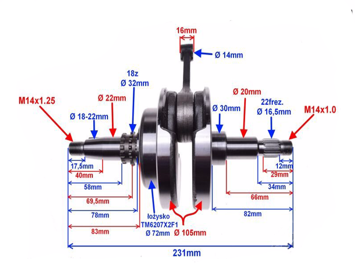 Wał korbowy honda cbf 150