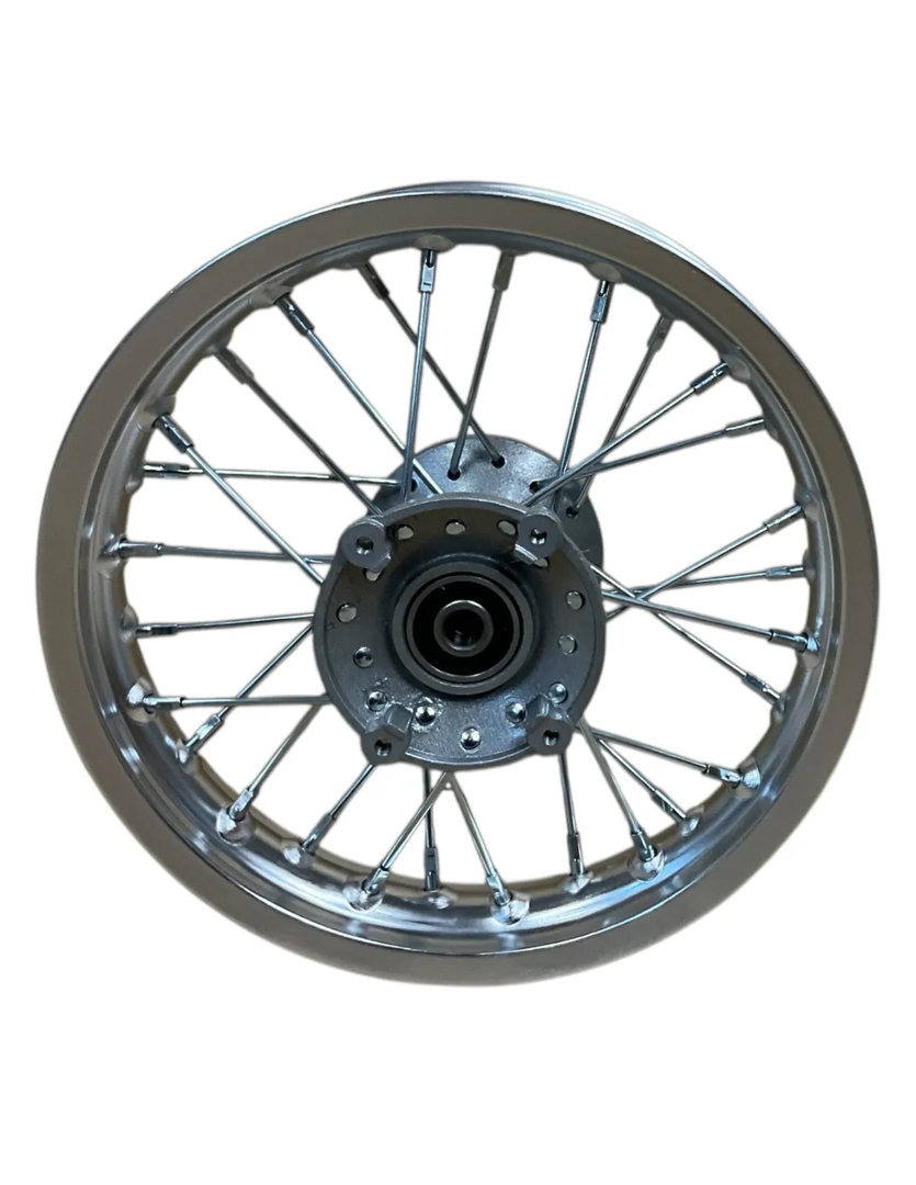 Felga przednia aluminiowa 1.4x10 oś 12mm srebrna pitbike Kayo 50 KMB