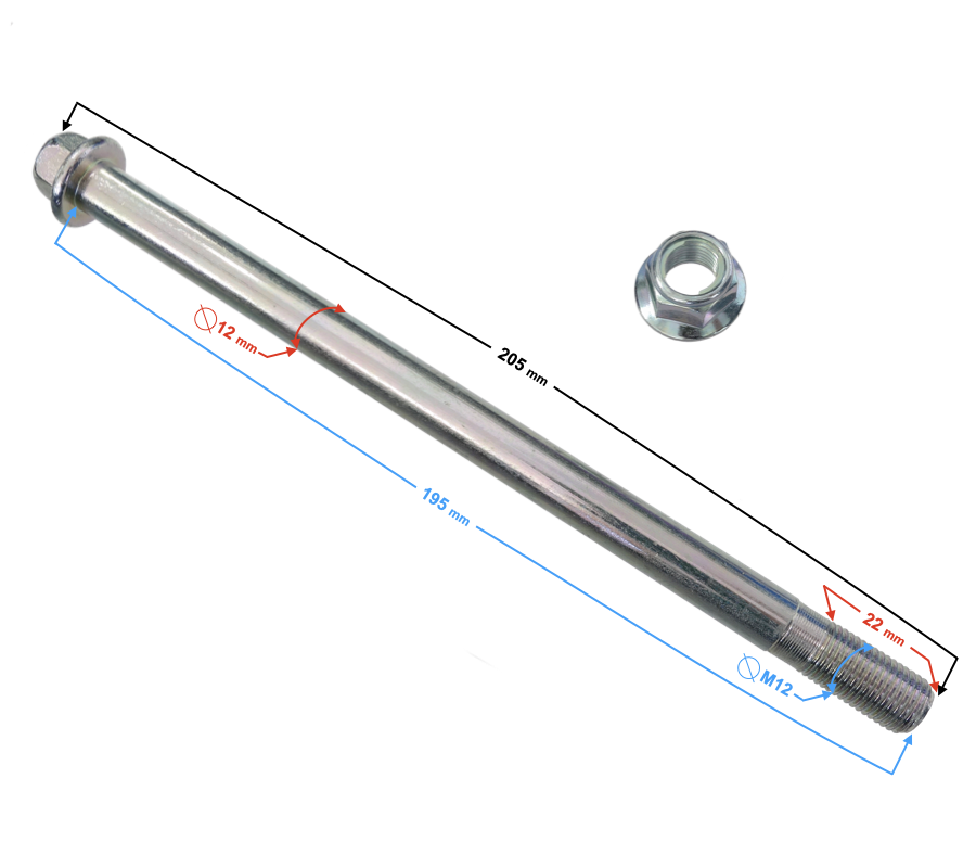 Oś koła przedniego do skutera Barton Tres