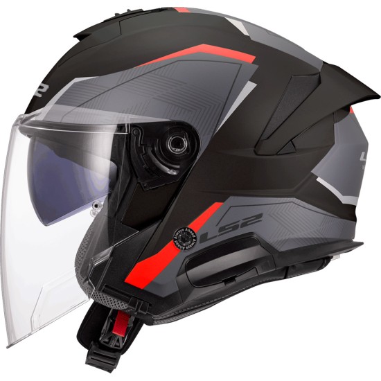 Kask otwarty LS2 OF618 Verso II Air Black Red homologacja ECE 22.06