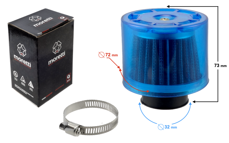 Filtr powietrza stożkowy niebieski 30-34mm