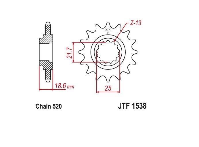JT Zębatka przednia z gumą 15z Kawasaki Z750 Z800