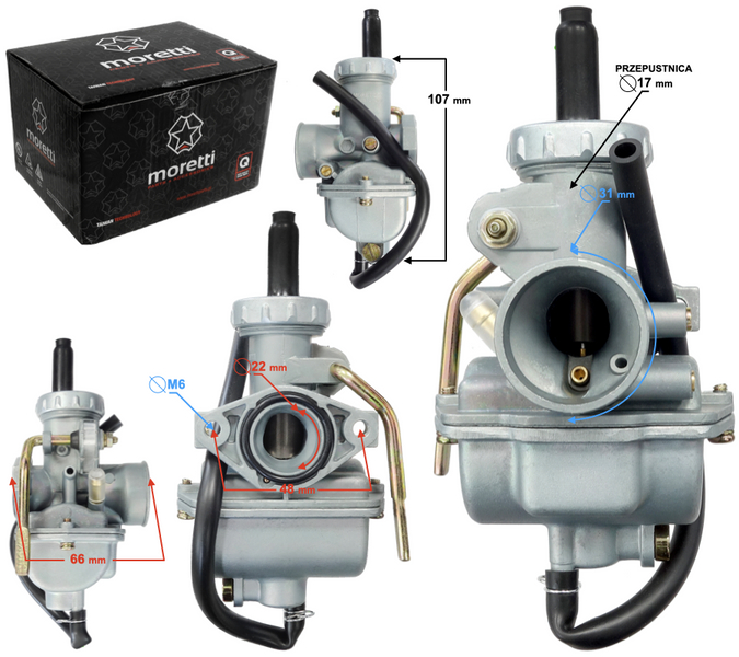 Gaźnik PZ22 125cc 4T ssanie ręczne Romet Zetka 125 Barton N TZ  Zipp Junak