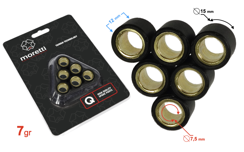 Rolki wariatora 7g 2T 50cc skuter 15x12