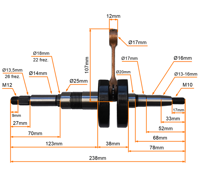 Wał korbowy Aprilia SR 50 Suzuki Katana Morini LC 1999-2006 Derbi TGB 