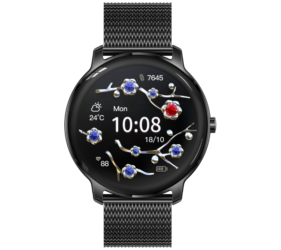 Smartwatch zegarek Rubicon czarny Bluetooth 5.0