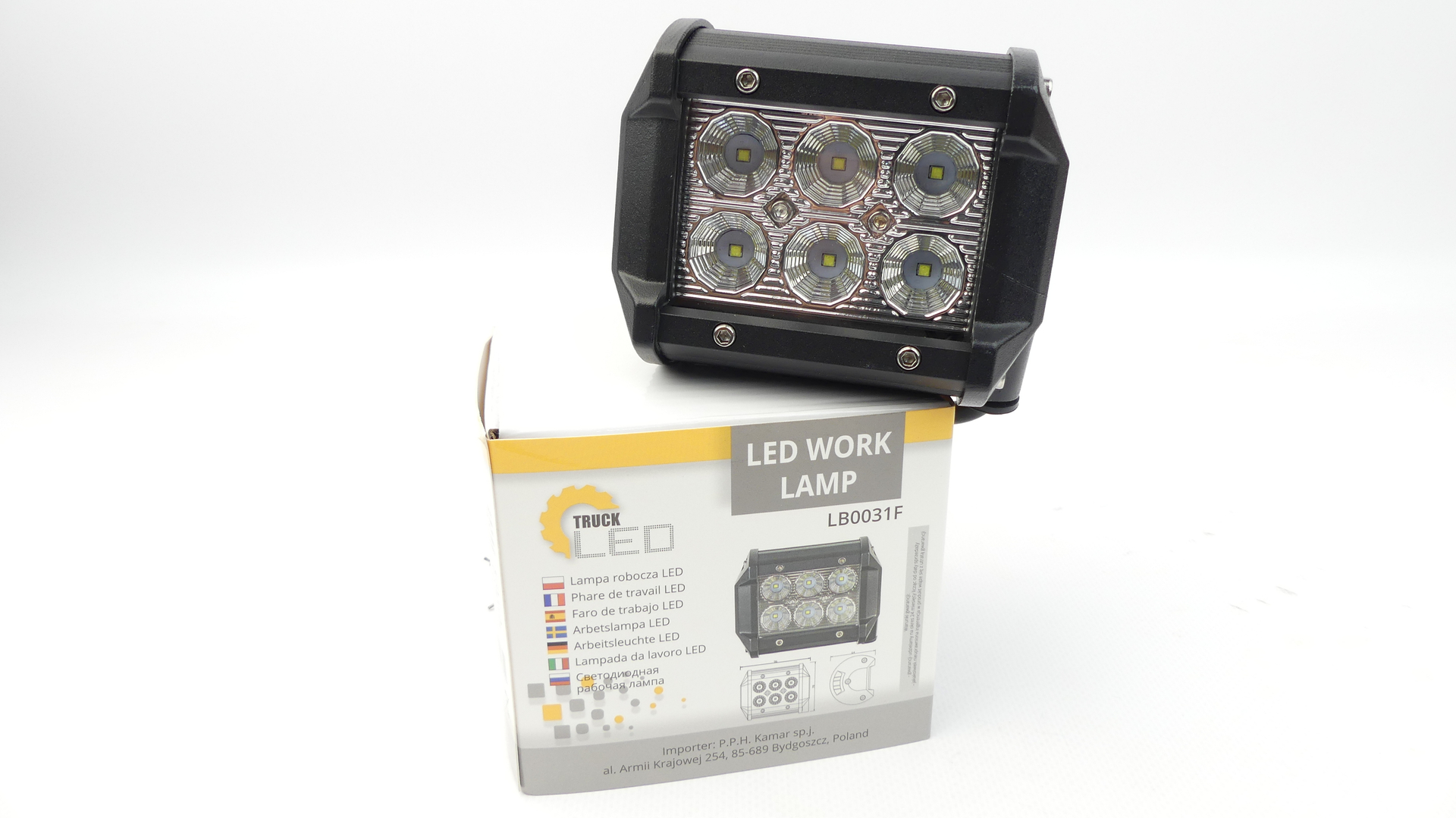 Lampa robocza halogen flood 6led 18w 1800lm 4x4
