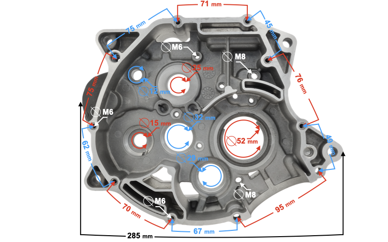 Karter silnika prawy motocykla Barton Travel 125