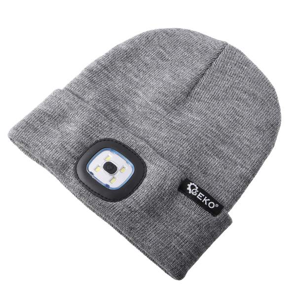 Czapka zimowa z lampką Led szara 100% akryl