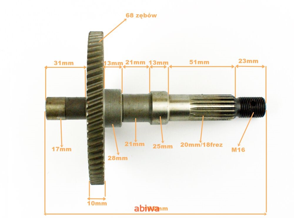 Wałek zdawczy koła napędu Kinroad 2T XT50 Kos