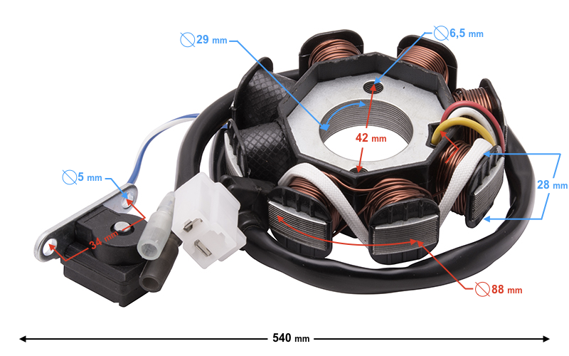 Iskrownik do skutera 4T GY6 ROUTER BARTON 8 cewek 6 przewodów