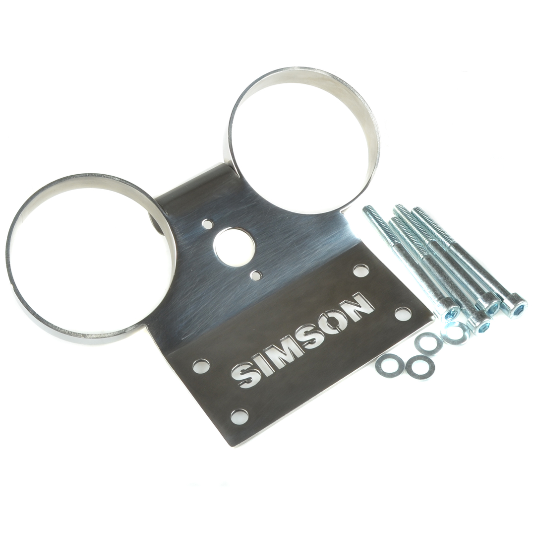 Uchwyt zegarów półka licznika z napisem Simson S51 stal nierdzewna polerowana