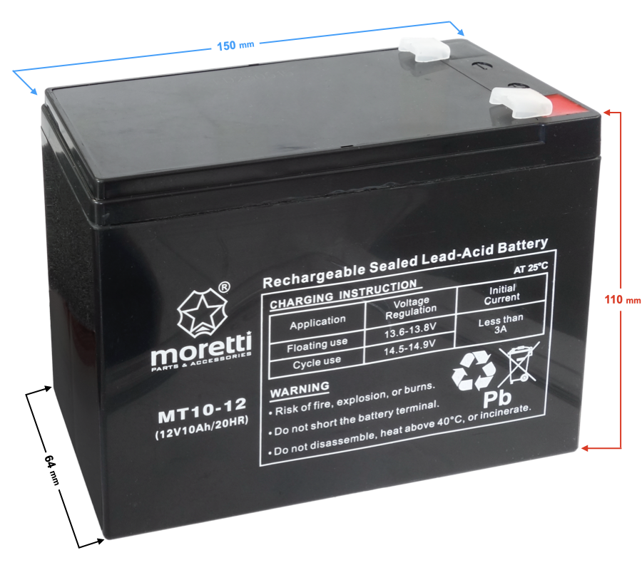 Akumulator AGM 12V 10Ah Moretti UPS MT10-12