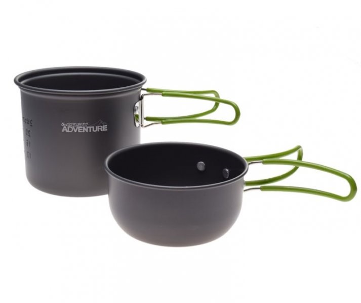 Naczynia turystyczne aluminiowe 2 sztuki składane uchwyty