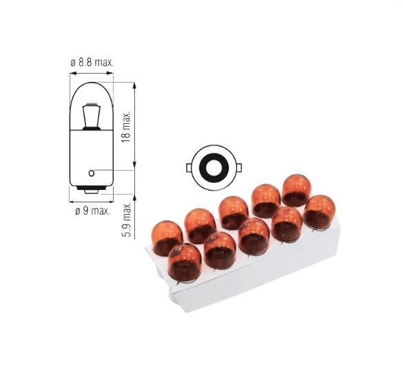 Żarówka Bosma 12V 4W BA9s pomarańczowa