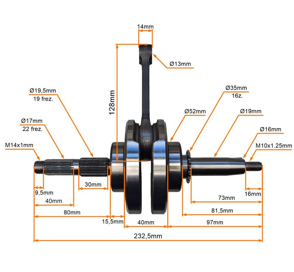 Wał korbowy cross pitbike 140 YX140 MRF Kayo LMX X-Motos Pitgang RXF KXD