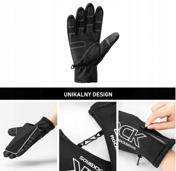 ROCKBROS Rękawiczki rowerowe ocieplane S091-4BK
