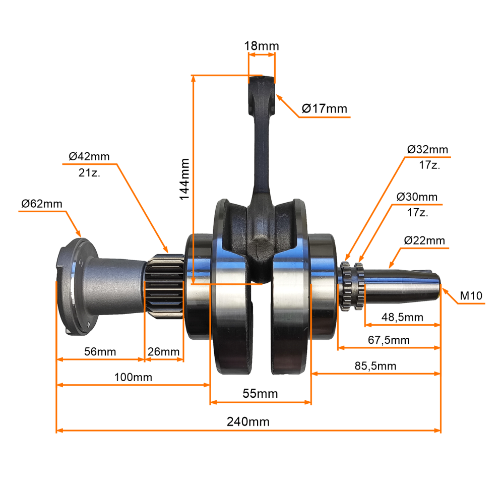 Wał korbowy z filtrem odśrodkowym oleju CB250CC ZS169FMM Eagle Lifan Loncin