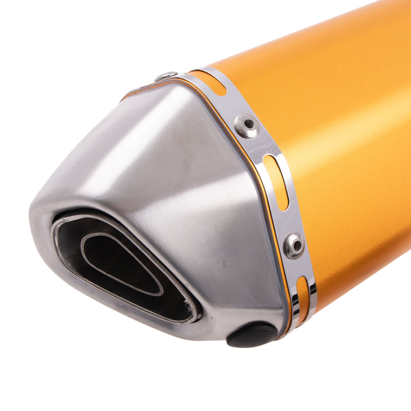 Końcówka wydechu tłumik short złota 310mm obejma sprężyny adapter