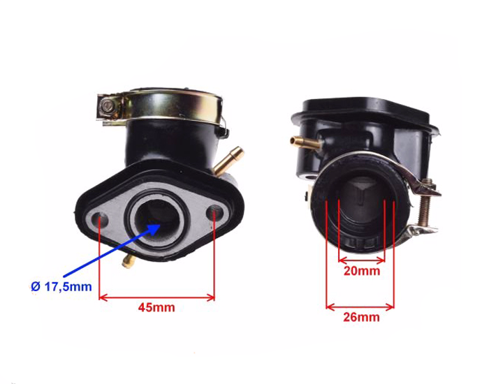 Króciec gaźnika dwa podciśnienia skuter 4t