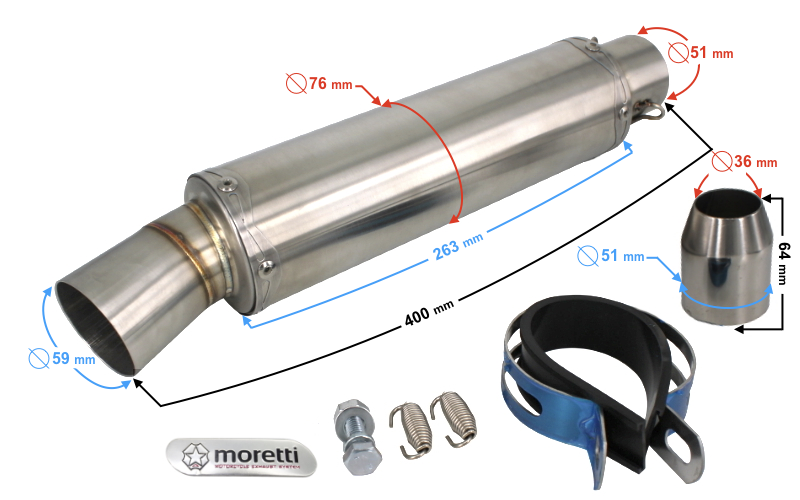 Tłumik wydech tuningowy uniwersalny srebrny