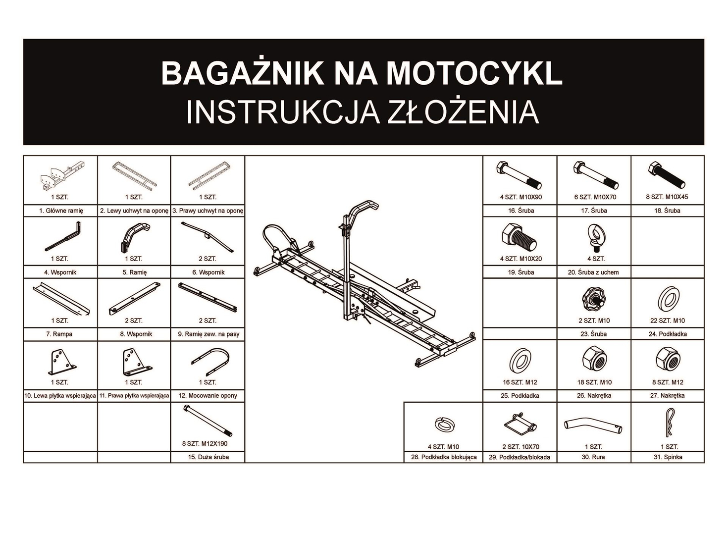 Biketec platforma do transportu motocykla z blokadą koła i uchwytem górnym