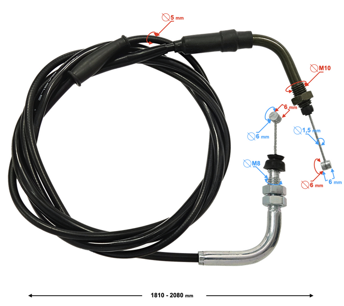 Linka gazu 2080mm skuter Barton Falcon 50 (E5)