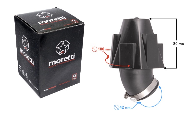 Filtr powietrza stożkowy obudowa kątowy 45° 42mm