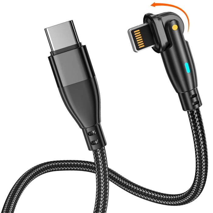 Wzmocniony kabel pleciony Spider Rotation 27W USB typ-C - iPhone Lightning 1.5 m czarny