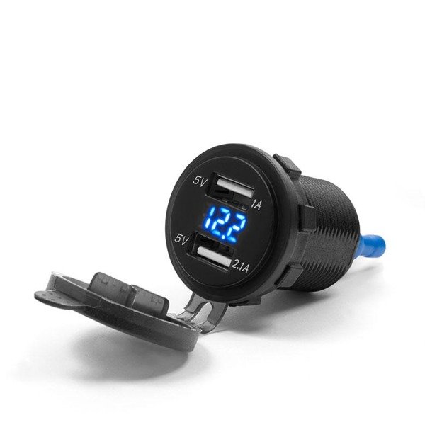 Motocyklowe samochodowe gniazdo zapalniczki z wyświetlaczem ładowarka 2xUSB
