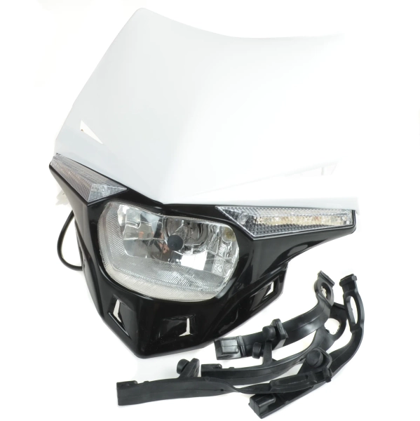 Owiewka uniwersalna biała z wkładem lampy halogenowym H4 cross enduro